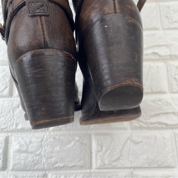 Frye Jane Strappy Tall Boots Leather Brown Sz 7.5 - Picture 5 of 10